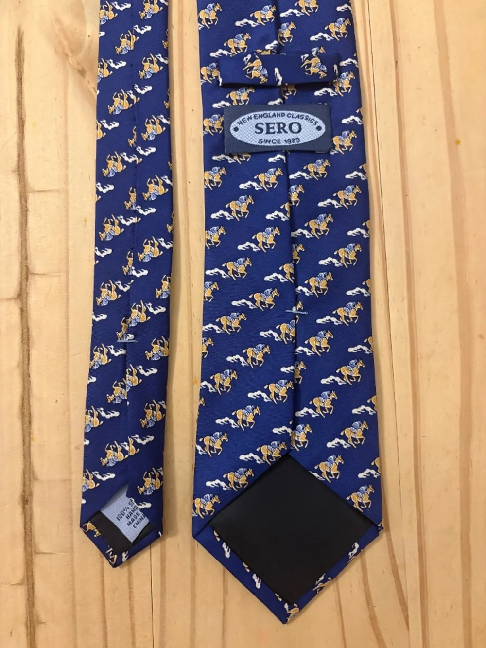 Vintage Sero New England Classics Silk Equestrian Jockey Tie Navy Blue